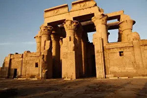 Images Dated 13th January 2013: Africa, Egypt, Kom Ombo. Sunset at the Egyptian double temple of Kom Ombo which was
