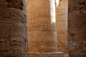 Images Dated 8th April 2024: Africa, Egypt, Luxor. Close view of a column in the Valley of the Kings