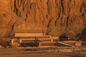 Luxor Prints: Africa, Egypt, Luxor, Valley of the Queens. Sunrise on Deir el-Bahri, Hatshepsut s