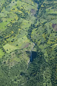 Ethiopia Gallery: Africa, Ethiopia, Ethiopian Highlands, Western Amhara. Aerial view of countryside between Lalibela