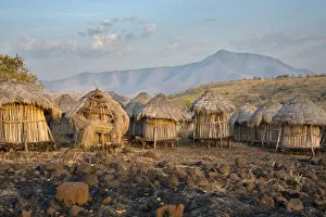 Ethiopia Prints: Africa, Ethiopia, Omo River Valley, Mago National Park, Mursi Tribe, Belle village