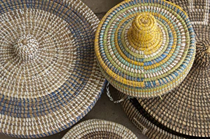 Africa, Gambia. Capital city of Banjul. Albert Market & Banjul Craft Market, colorful