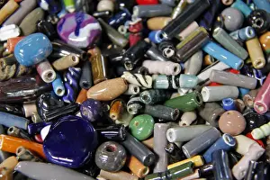 Pottery Prints: Africa, Kenya, Nairobi. Colorful beads at the Kazuri bead making factory in Karen