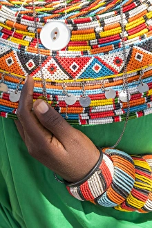 Kenya Gallery: Africa, Kenya, Samburu National Reserve. Tribal handicrafts, jewelry. 2016-08-04