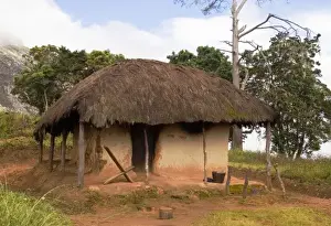 Bath Room Prints: Africa; Malawi; Mt Mulanje; Small hut for bathroom at Thuchila on Mt. Mulanje