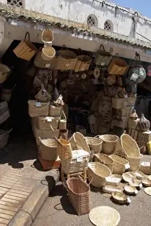 Market Place Prints: Africa, Morocco, Casablanca. Central Market (aka Olive Market). Basket vendor