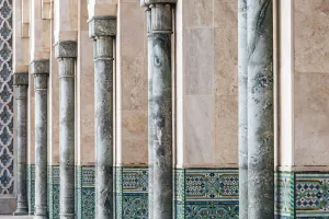 Bill Young Prints: Africa, Morocco, Casablanca. Close-up of mosque exterior