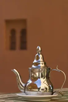 Places Prints: Africa, Morocco, Dades Gorge. Tea service reflects the colors of the steep walls