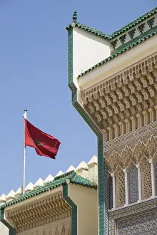 Moroccan Prints: Africa, Morocco, Fes. Details of the Royal Palace gates with zelij tilework and cut