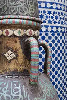 Décor Prints: Africa, Morocco, Fes. Vase and pillar details with traditional design in the interior