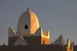 Oasis Prints: Africa, Morocco, Skoura. White trim kasbah of Skoura
