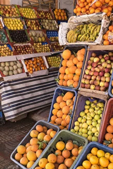 Africa, Morocco, Tinerhir. Fresh fruit for sale in market stall