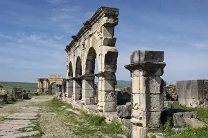 Ruins Prints: Africa, Morocco, Volubilis. Archeological site of ancient Roman ruins