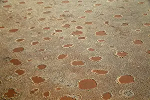 Terrain Prints: Africa, Namibia, Sossusvlei. Aerial view of fairy circles dotting the landscape of
