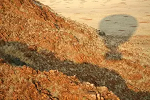 Sossussvlei Prints: Africa, Namibia, Sossusvlei. Hot air ballooning over the rugged and dramatic landscape