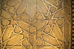 Medina Prints: Africa, North Africa, Morocco, Fes, Fes medina, brass doors with symbols of sun, moon