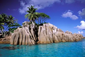 Africa, Seychelles, La Digue Island. Granite outcrops