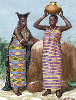 Contemporary Age Prints: Africa. Women of Zanzibar. Engraved by Adrien Maris in 1882. Colored