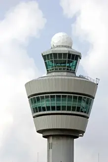 Air Plane Prints: Air traffic control tower at Schiphol Airport in Amsterdam, Netherlands