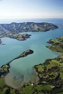 Images Dated 22nd January 2007: Akaroa Harbour, Banks Peninsula, Canterbury, South Island, New Zealand- aerial