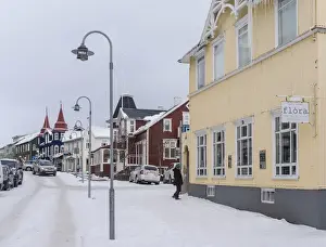 Images Dated 2nd March 2015: Akureyri during winter. Town center with typical historic buildings
