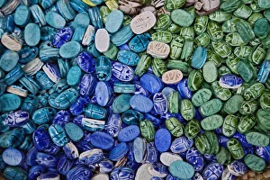 Images Dated 27th January 2006: Alabaster scarab beetles, Khan el Khalili Bazaar, Cairo, Egypt