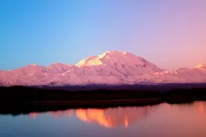 Images Dated 6th September 2004: Alaska, Denali National Park, Mt. McKinley at Sunrise with Reflections