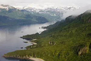 Kinak Bay Prints: Alaska. Katmai NP. Aerial view of Kinak Bay and Hidden Harbor