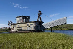 Alaska, Seward Peninsula, Nome. Swanberg Dredge, Alaska Gold Company Dredge No. 5