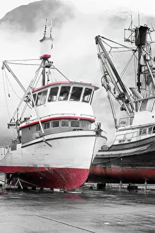 Images Dated 29th April 2022: Alaska, Valdez. Fishing boats on dry dock. Artistic rendering