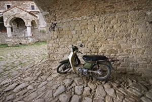 Albania, Fier, Ardenica monastery scooter