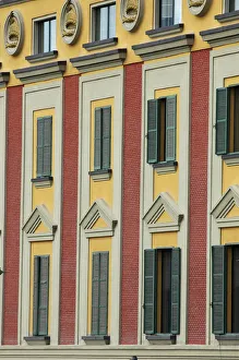 Images Dated 30th May 2004: Albania, Tirana, Skanderbeg square, buildings in Italian Fascist style