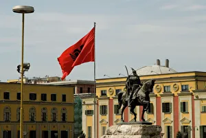 Town Square Prints: Albania, Tirana, Skanderbeg square, buildings in Italian Fascist style