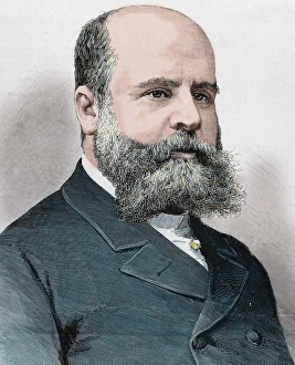 Beard Prints: Alberto Aguilera Velasco (18421913). Spanish politician and lawyer. Engraving by Carretero