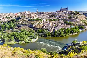 Catholic Prints: is Alcazar Fortress Churches Cathedral Medieval City Tagus River Toledo Spain