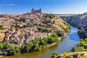 William Perry Prints: is Alcazar Fortress Medieval City Tagus River Toledo Spain