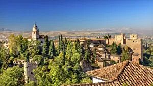 Spain Collection: Alhambra Castle Tower Walls Cityscape Churches Granada Andalusia Spain