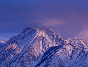 Snowy Prints: Alpenglow on Mount Olympus, Uinta Wasatch-Cache National Forest, Utah
