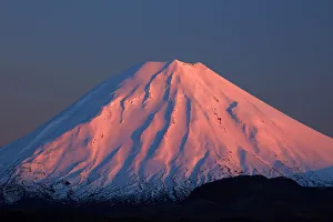 Alpenglow on Mt. Ngauruhoe at dawn, Tongariro National Park, Central Plateau, North Island