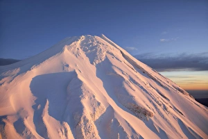Alpenglow on Summit of Mt Taranaki / Mt Egmont at Dawn, Taranaki, North Island, New