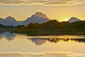Natural Beauty Prints: Alpenglow at sunset, Oxbow, Grand teton National Park, Wyoming, USA
