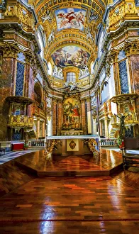 Roma Prints: Altar Frescos Wood Floor Basilica Saint Ambrogio Carlo al Corso Basilica Church, Rome