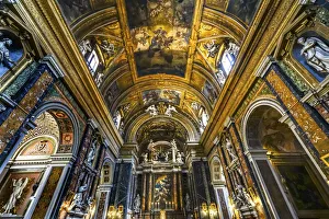 Altar Statues frescoes, Basilica Jesus and Mary Gesu e Maria Church, Rome, Italy