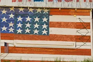 Images Dated 3rd July 2008: American flag painted onto fireworks stand near Potlatch Idaho