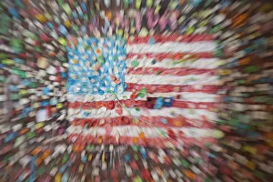 Seattle Prints: American flag in Post Alley Gum Wall near Pike Place in Seattle, Washington State