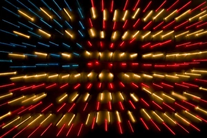 American Flag made of zoomed Neon Lights
