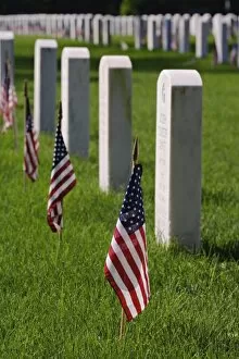 Images Dated 29th May 2006: American flags on tombs of American Veterans on Memorial Day, Zachary Taylor National Cemetery
