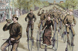 Bicycle Prints: American League cycles in Pennsylvania Avenue. Mid May 1884. Washington. United States