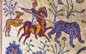 Images Dated 24th November 2016: Ancient 6th Century People Animal Mosaic Memorial Church Moses Mount Nebo Jordan