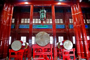 Instrument Prints: Ancient Chinese Drums Drum Tower, Beijing, China